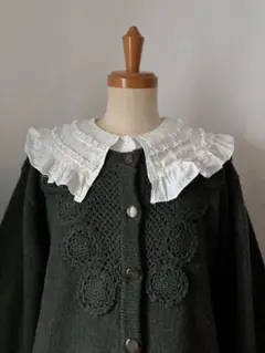 used レトロ 深緑色 ニットカーディガン 古着 ヴィンテージ vintage