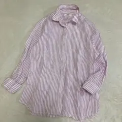 UNIQLO リネン100% ストライプ　シャツ XL