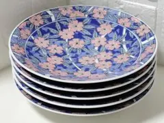 有田焼　哲山窯　花模様　中皿　5枚