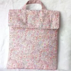 可愛いピンクのお花のタブレットケース ポケット付きタブレットバッグ