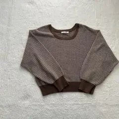 超美品 ブラウン ニット セーター Lサイズ ショート丈