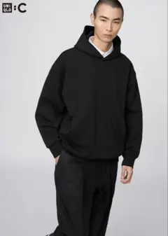 ユニクロC スウェットオーバーサイズプルパーカー　黒　M 新品未使用
