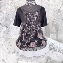 axes femme✨ダークコア 花柄チュニック ウィッシュコア ホラゲ y2kのサムネイル