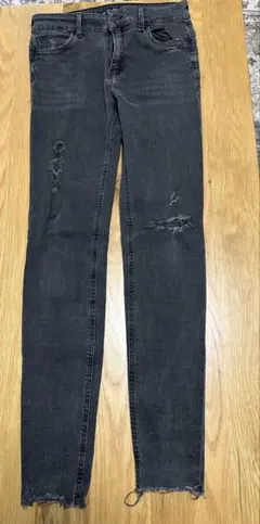 ダメージ加工 ダークグレー スキニーデニム EUR38