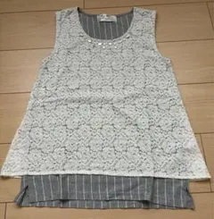 Rag Out レースストライプ ノースリーブチュニック