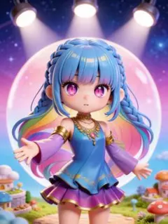 ファンタジー風ドレスキャラクターイラストポスターa4紙光沢1点もの