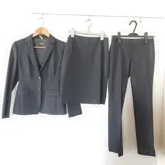 【青山】ブラック スーツセット 3点セット　スカート　　ズボン