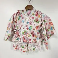 120 女の子 花柄レース甚平浴衣