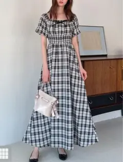 グレイル　新品　2wayリボンチェック柄フレアワンピース