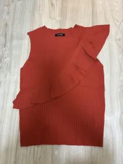 non hedge ノースリーブ ニット フリル オレンジのサムネイル