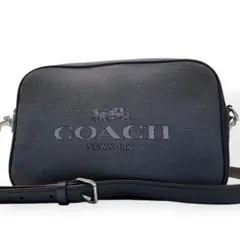 良品　COACH デニム ショルダーバッグ カメラバッグ ダブルファスナー