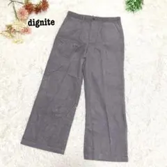 s.1677【dignite】ワイドパンツ コーデュロイ グレー 綿100％