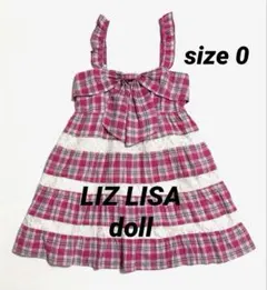 LIZ LISA doll リズリサ ピンクチェックキャミワンピ リボンレース0のサムネイル