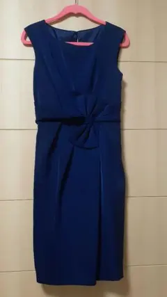 ネイビー パーティードレス⭐ウエストリボン付き⭐結婚式⭐二次会⭐卒業式⭐入学式