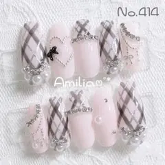 414 ネイルチップ 現品 地雷系 量産型 フレンチガーリー ワンホン ちゅるん