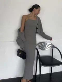 アリシアスタン ワンピース OpenBack Rib LongDress ピンク - メルカリ