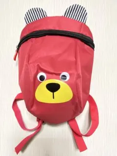ハーネス付き子供用リュック　くまさん　赤