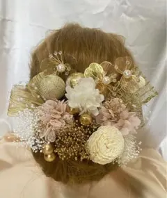 ドライフラワー　髪飾り　結婚式、成人式　七五三　髪飾り　豪華19本 かわいいせ