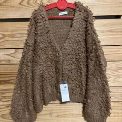 earth music & ecology ボア風ループニットカーディガン 茶