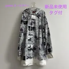 【新品タグ付】Jamieエーエヌケー パーカーワンピ クマ×ニュースペーパー柄のサムネイル