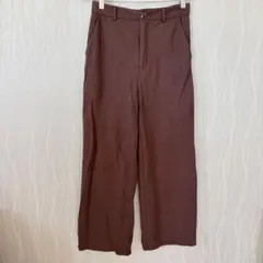 美品✨GU【L】ジーユー ブラウン ワイドパンツ 軽量 シンプル 無地