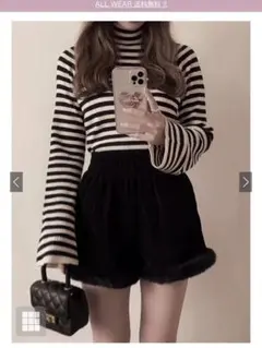 ボーダーハイネック ニット