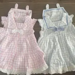 クーラクール　うす耳 チェック ワンピース