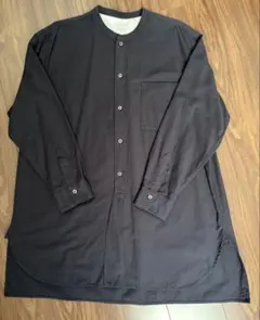 無印良品　洗いざらしオックスミドル丈シャツ 男女兼用 S-M 黒