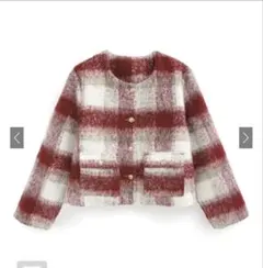 チェック柄シャギージャケット[gn358]