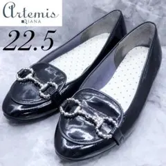 154】DIANA ダイアナ エナメルビットローファー 黒 ブラック 22.5 