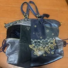 希少 COACH トートバッグ POPPY パッチワーク デニム スパンコール