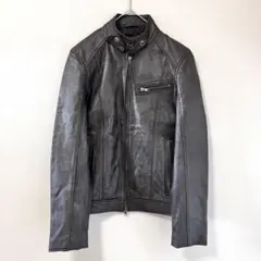 ◉Liugoo Leather　ブラウン　シングルライダースジャケット　S