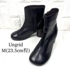 Ungrid ブーツ サークルヒール ラウンドトゥ ブラック M 23.5
