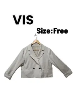【SALE】VIS ビス【洗える】 ダブル ショートジャケット アイボリー