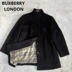 バーバリーロンドン　大きいサイズ　コート　アンゴラ混　ノバチェック　１3号　黒