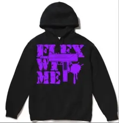 flexwitmeプリント入り黒パーカー
