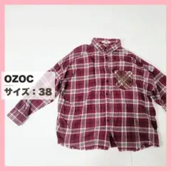 オゾック OZOC 長袖 ネルシャツ チェック スタッズ 赤 38 カジュアルのサムネイル