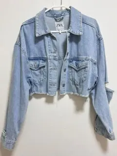 ZARA ライトブルー クロップドデニムジャケット