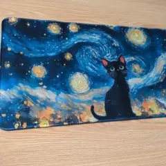 大型マウスパッド 星月夜・黒猫デザイン