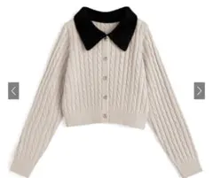 GRL グレイル シャギーカラーケーブル編みニットカーディガン[tu1933]