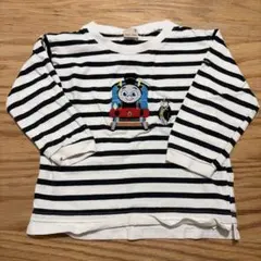 petit main トーマス刺繍ストライプ長袖カットソー 100cm