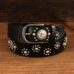 スタッツベルト 黒 ウエスタンベルト アメカジ ロック グランジ Y2K 古着