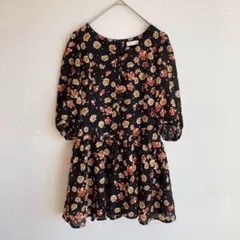 イーハイフンワールドギャラリー 花柄 ワンピース ミニワンピ チュニック 七分袖