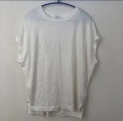 プラステ フレンチリネンジャージーリラックスTシャツ ホワイト　M 麻100%のサムネイル