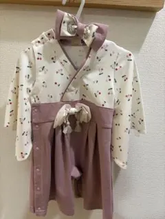 【美品】petit main なりきり袴カバーオール80cm ピンク 初節句