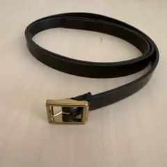 【未使用】ブラックレザー ベルト ゴールドバックル