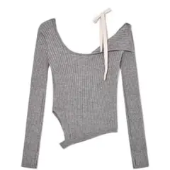 【未使用/未着用】GLOWNY リボン付きオフショルダーニット M