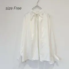 パールデザイン 長袖ブラウス バルーンスリーブ タックデザイン 無地 白