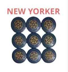 【新品】NEW YORKER 雪の結晶ボタン 9個 飾り釦 ブルー 金 レトロ釦
