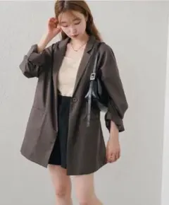 Kastane デザインオーバーシャツジャケット ブラウン